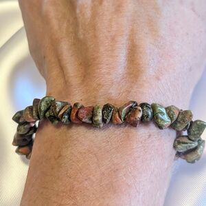 Unakite Natural Stone Chip Bracelet